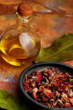 Illustration Massage assis : bouteille d'huile essentielle